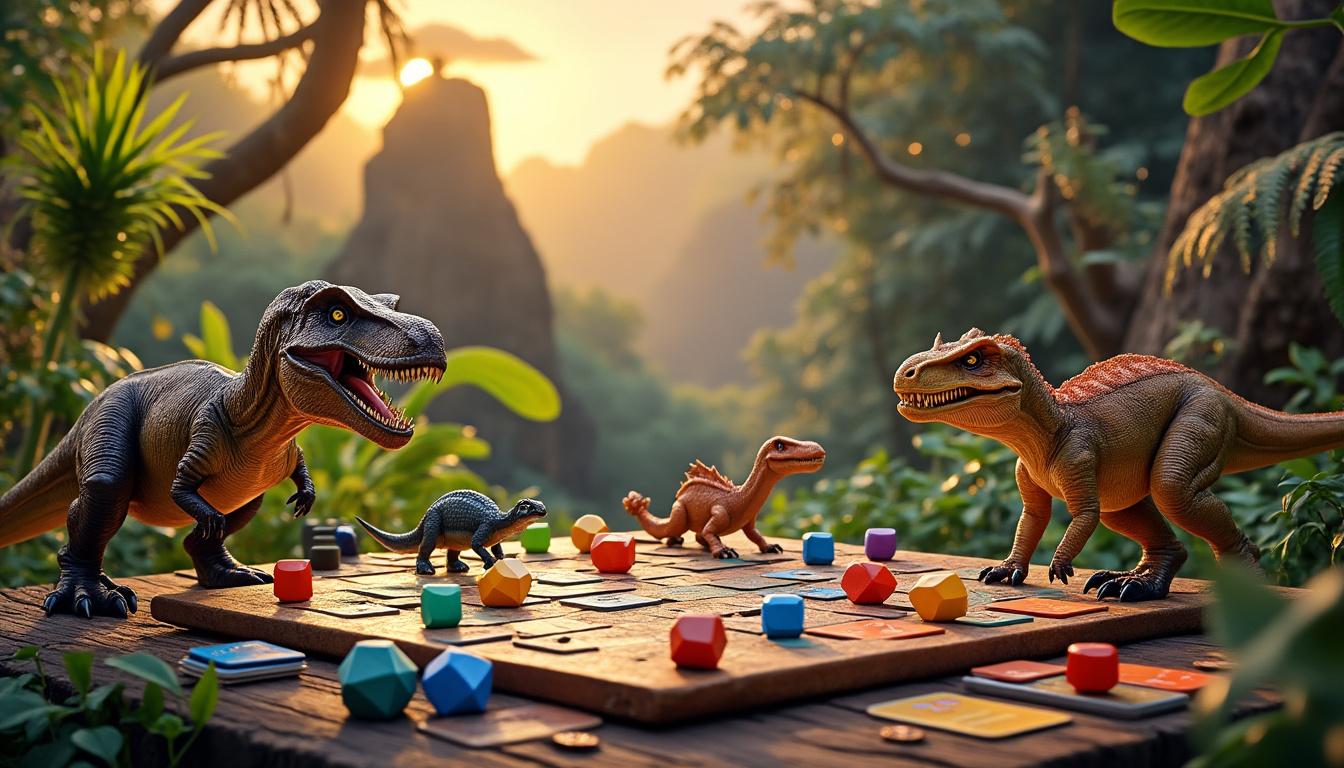 plongez dans l'univers captivant des dinosaures grâce à une sélection de jeux de société passionnants pour petits et grands.